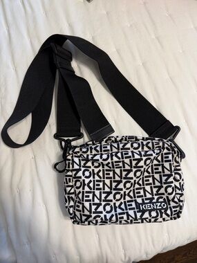 KENZO Monogram Crossbody Bag in Black & White